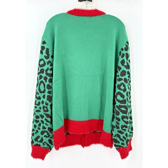 NEW 33 Degrees Women's XXL Green Red Cat Lover Ugly Christmas Sweater Party - Picture 5 of 15